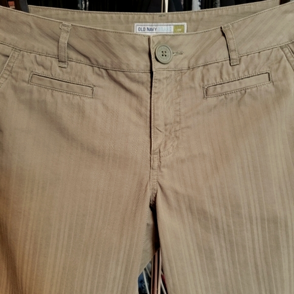 OLD NAVY ♡ Sweet Military Green Cotton Low Waist Bengal Striped Bermuda Shorts 6 - Picture 3 of 16